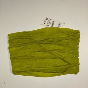 Strapless green top from Zara